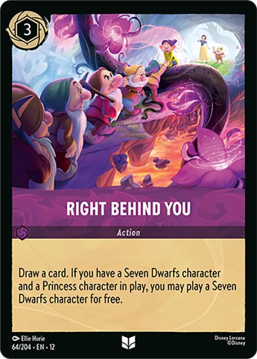 Disney Lorcana Wilds Unknown Right Behind You 64/204 Uncommon Near Mint Cold Foil