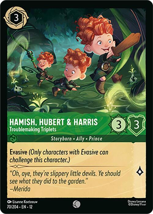 Disney Lorcana Wilds Unknown Hamish, Hubert & Harris - Troublemaking Triplets 70/204 Common Near Mint Cold Foil