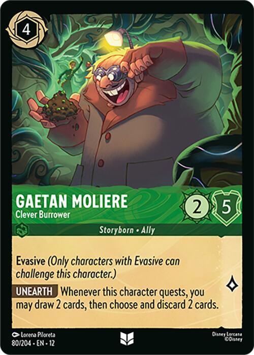 Disney Lorcana Wilds Unknown Gaetan Moliere - Clever Burrower 80/204 Uncommon Near Mint Cold Foil