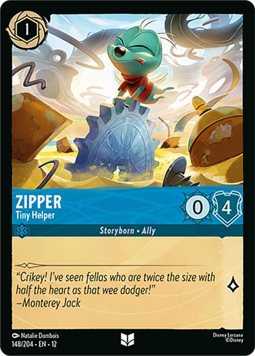 Disney Lorcana Wilds Unknown Zipper - Tiny Helper 148/204 Uncommon Near Mint Cold Foil