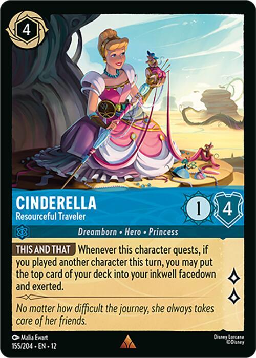 Disney Lorcana Wilds Unknown Cinderella - Resourceful Traveler 155/204 Rare Near Mint