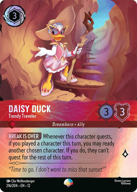 Disney Lorcana Wilds Unknown Daisy Duck - Trendy Traveler (Epic) 216/204 Epic Near Mint Holofoil