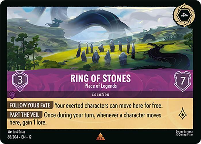Disney Lorcana Wilds Unknown Ring of Stones - Place of Legends 68/204 Rare Near Mint Cold Foil