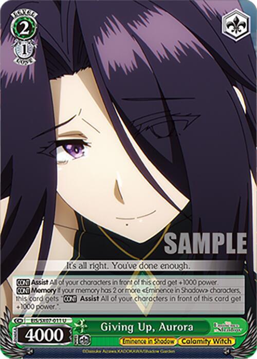 Weiss Schwarz The Eminence in Shadow Giving Up, Aurora EIS/SX07-011 Uncommon Near Mint
