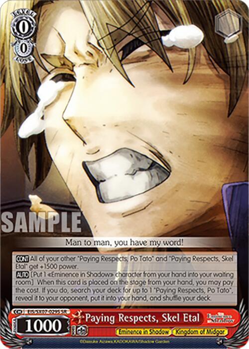 Weiss Schwarz The Eminence in Shadow Paying Respects, Skel Etal (SR) EIS/SX07-029S Super Rare Near Mint