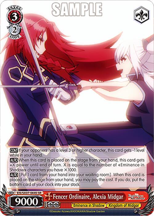 Weiss Schwarz The Eminence in Shadow Fencer Ordinaire, Alexia Midgar (SR) EIS/SX07-044S Super Rare Near Mint