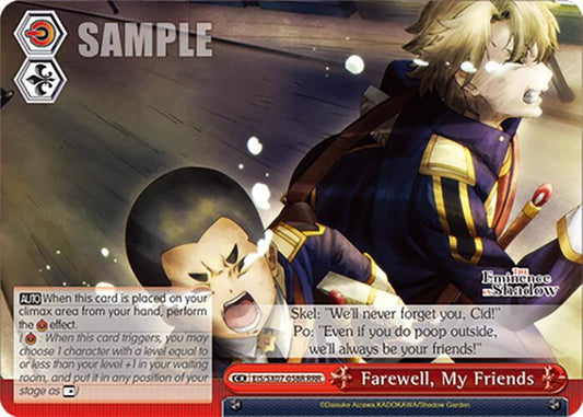 Weiss Schwarz The Eminence in Shadow Farewell, My Friends (RRR) EIS/SX07-058R Triple Rare Near Mint