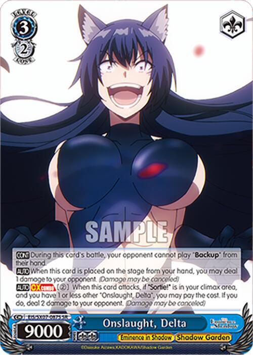 Weiss Schwarz The Eminence in Shadow Onslaught, Delta (SR) EIS/SX07-087S Super Rare Near Mint
