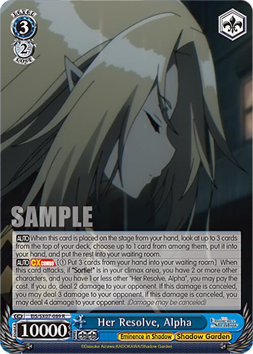 Weiss Schwarz The Eminence in Shadow Her Resolve, Alpha EIS/SX07-089 Rare Near Mint
