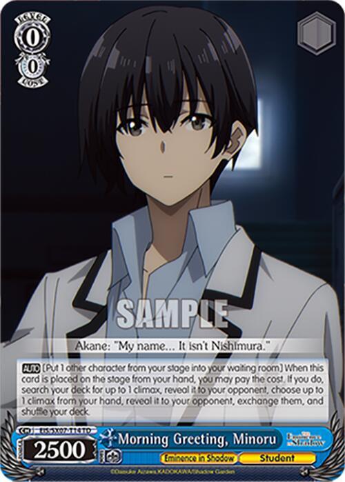 Weiss Schwarz The Eminence in Shadow Morning Greeting, Minoru EIS/SX07-T14 Trial Deck Near Mint