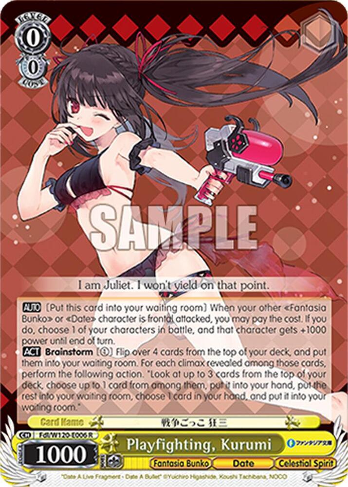 Weiss Schwarz Fujimi Fantasia Bunko Vol.2 Playfighting, Kurumi Fdl/W120-E006 R Rare Near Mint