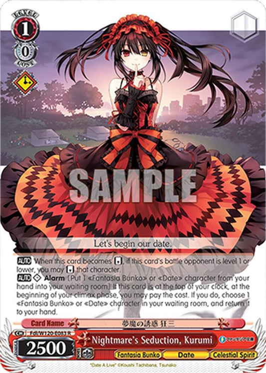Weiss Schwarz Fujimi Fantasia Bunko Vol.2 Nightmare's Seduction, Kurumi Fdl/W120-E083 R Rare Near Mint