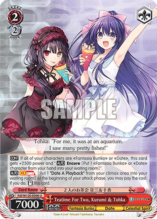 Weiss Schwarz Fujimi Fantasia Bunko Vol.2 Teatime For Two, Kurumi & Tohka Fdl/W120-E096 U Uncommon Near Mint