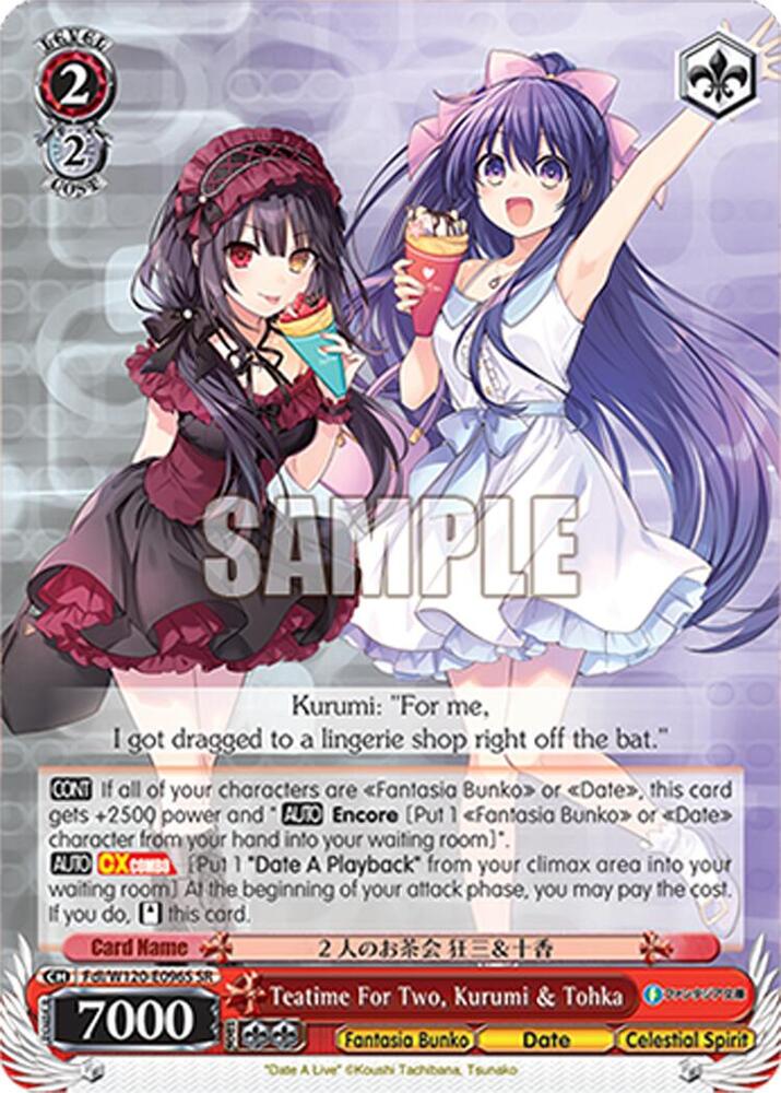 Weiss Schwarz Fujimi Fantasia Bunko Vol.2 Teatime For Two, Kurumi & Tohka (SR) Fdl/W120-E096S SR Super Rare Near Mint