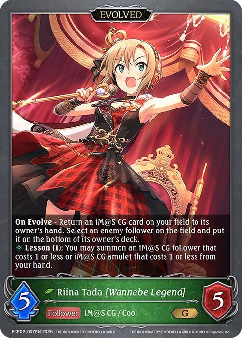 Shadowverse: Evolve ECP02: THE IDOLM@STER CINDERELLA GIRLS Riina Tada [Wannabe Legend] (Evolved) ECP02-007EN Gold Near Mint