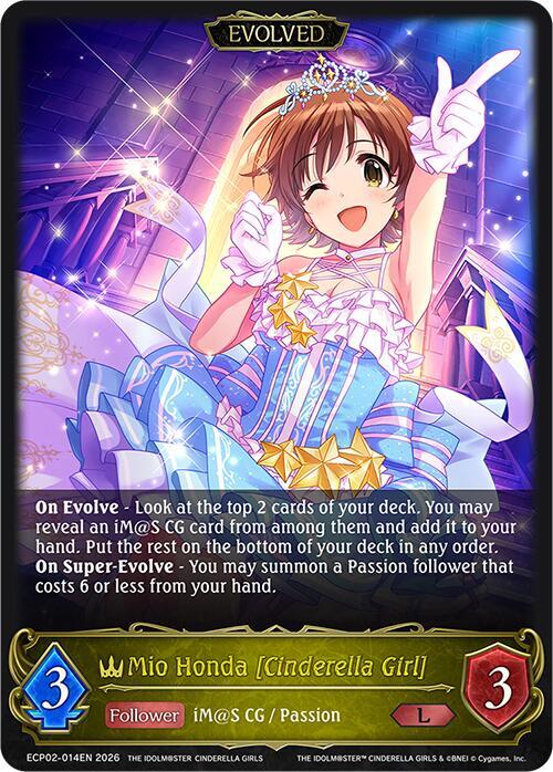 Shadowverse: Evolve ECP02: THE IDOLM@STER CINDERELLA GIRLS Mio Honda [Cinderella Girl] (Evolved) ECP02-014EN Legendary Near Mint