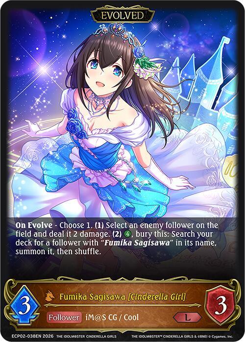 Shadowverse: Evolve ECP02: THE IDOLM@STER CINDERELLA GIRLS Fumika Sagisawa [Cinderella Girl] (Evolved) ECP02-038EN Legendary Near Mint