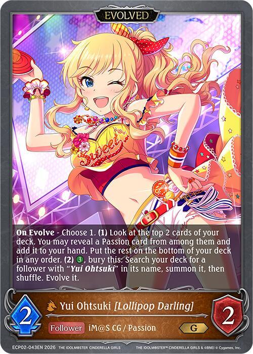 Shadowverse: Evolve ECP02: THE IDOLM@STER CINDERELLA GIRLS Yui Ohtsuki [Lollipop Darling] (Evolved) ECP02-043EN Gold Near Mint