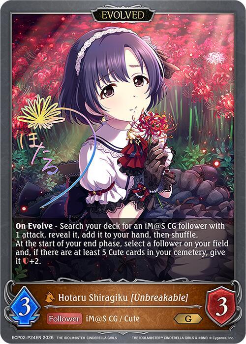 Shadowverse: Evolve ECP02: THE IDOLM@STER CINDERELLA GIRLS Hotaru Shiragiku [Unbreakable] (Evolved) - P24EN (Foil) ECP02-P24EN Premium Near Mint
