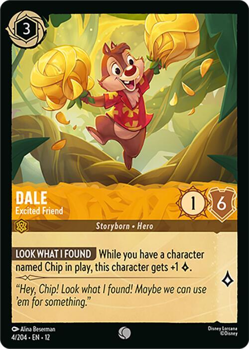Disney Lorcana Wilds Unknown Dale - Excited Friend 4/204 Common Near Mint Cold Foil