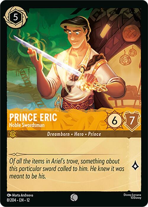Disney Lorcana Wilds Unknown Prince Eric - Noble Swordsman 8/204 Common Near Mint Cold Foil