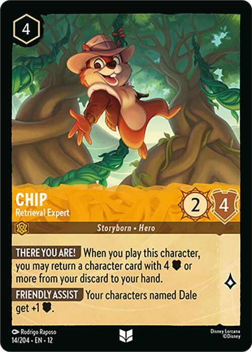 Disney Lorcana Wilds Unknown Chip - Retrieval Expert 14/204 Uncommon Near Mint Cold Foil