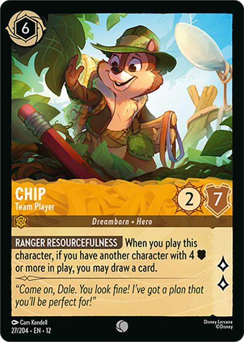 Disney Lorcana Wilds Unknown Chip - Team Player 27/204 Common Near Mint Cold Foil