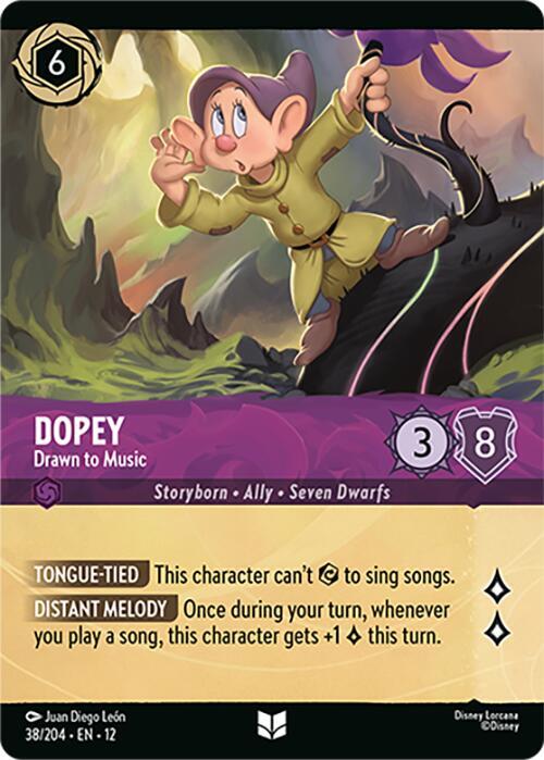 Disney Lorcana Wilds Unknown Dopey - Drawn to Music (Foil) 38/204 Uncommon Near Mint Cold Foil
