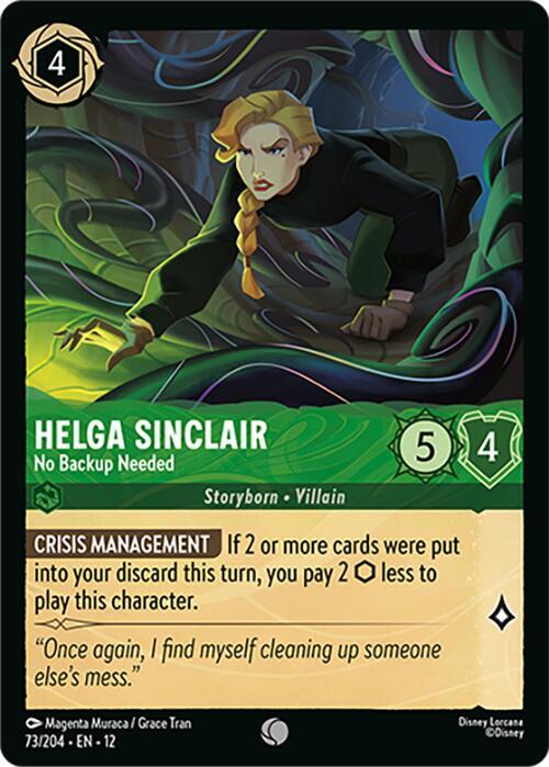 Disney Lorcana Wilds Unknown Helga Sinclair - No Backup Needed 73/204 Common Near Mint