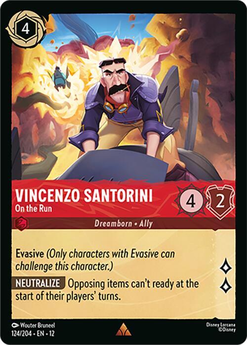 Disney Lorcana Wilds Unknown Vincenzo Santorini - On the Run 124/204 Rare Near Mint