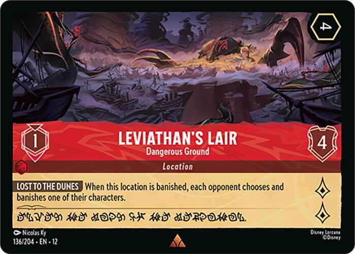 Disney Lorcana Wilds Unknown Leviathan's Lair - Dangerous Ground 136/204 Rare Near Mint