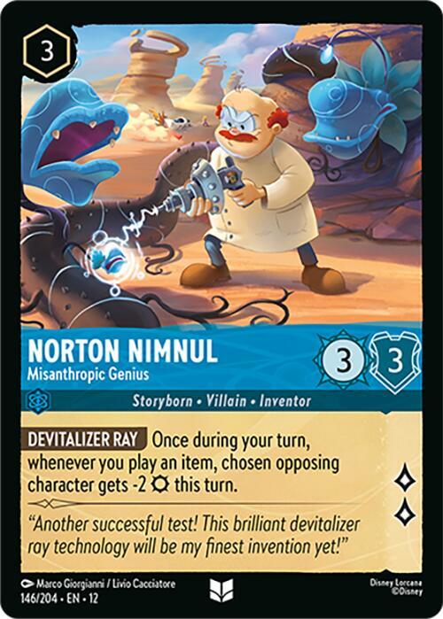 Disney Lorcana Wilds Unknown Norton Nimnul - Misanthropic Genius 146/204 Uncommon Near Mint