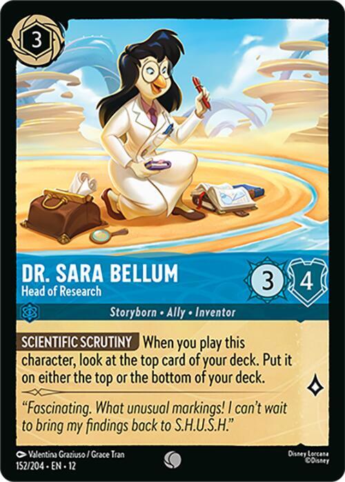 Disney Lorcana Wilds Unknown Dr. Sara Bellum - Head of Research 152/204 Common Near Mint Cold Foil