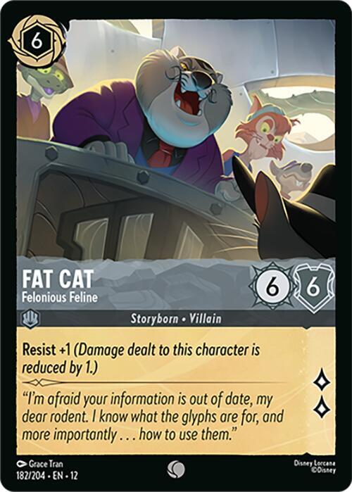 Disney Lorcana Wilds Unknown Fat Cat - Felonious Feline 182/204 Common Near Mint Cold Foil