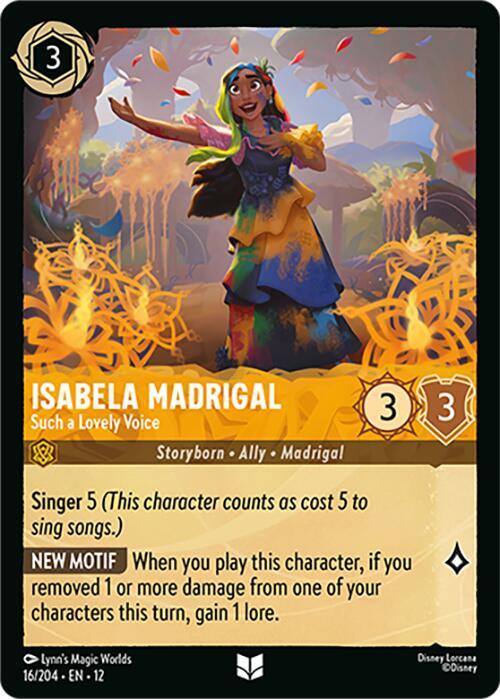 Disney Lorcana Wilds Unknown Isabela Madrigal - Such a Lovely Voice 16/204 Uncommon Near Mint