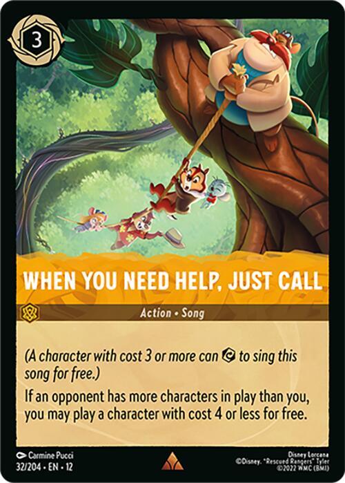 Disney Lorcana Wilds Unknown When You Need Help, Just Call 32/204 Rare Near Mint