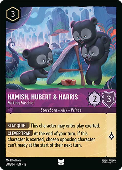 Disney Lorcana Wilds Unknown Hamish, Hubert & Harris - Making Mischief 50/204 Uncommon Near Mint