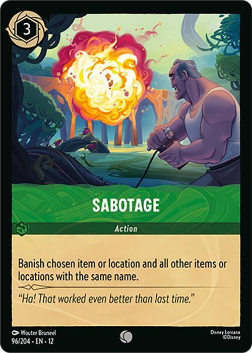 Disney Lorcana Wilds Unknown Sabotage 96/204 Common Near Mint