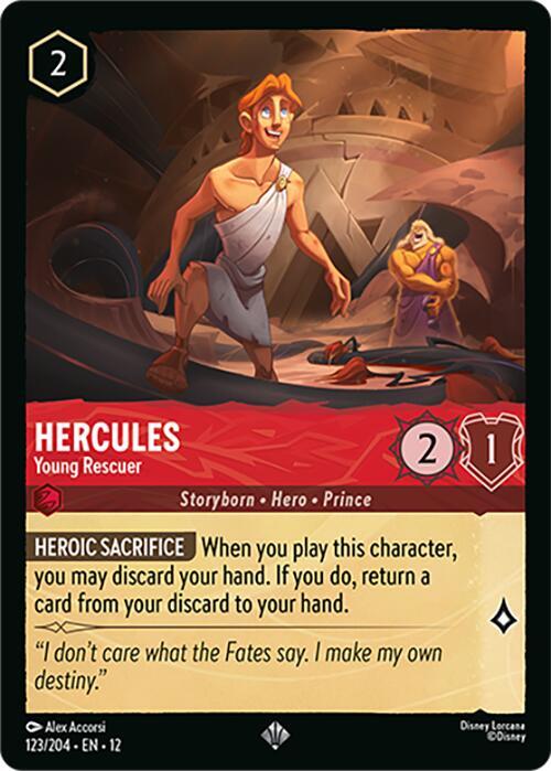 Disney Lorcana Wilds Unknown Hercules - Young Rescuer 123/204 Super Rare Near Mint Cold Foil