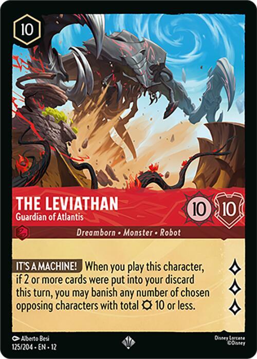 Disney Lorcana Wilds Unknown The Leviathan - Guardian of Atlantis 125/204 Super Rare Near Mint Cold Foil