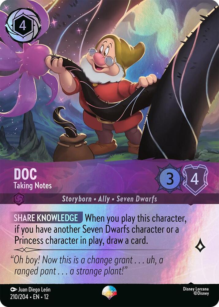 Disney Lorcana Wilds Unknown Doc - Taking Notes (Epic) 210/204 Epic Near Mint Holofoil