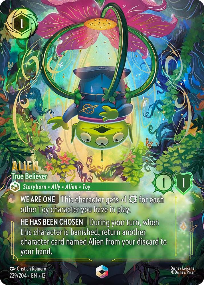 Disney Lorcana Wilds Unknown Alien - True Believer (Enchanted) 229/204 Enchanted Near Mint Holofoil