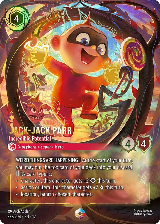 Disney Lorcana Wilds Unknown Jack-Jack Parr - Incredible Potential (Enchanted) 232/204 Enchanted Near Mint Holofoil