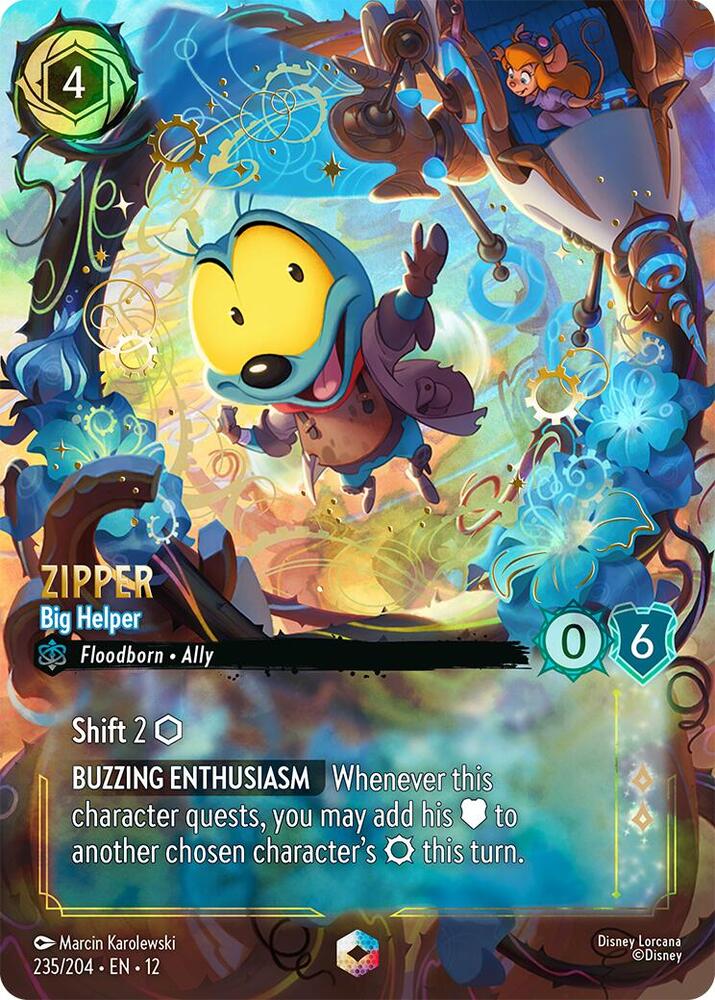 Disney Lorcana Wilds Unknown Zipper - Big Helper (Enchanted) 235/204 Enchanted Near Mint Holofoil