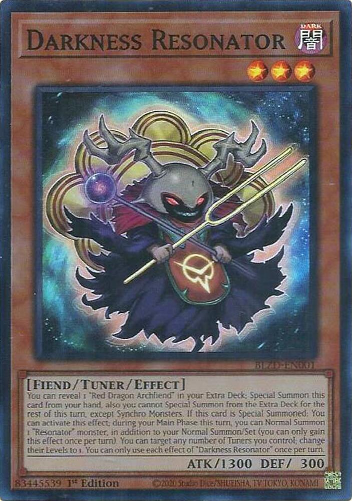 YuGiOh Blazing Dominion Darkness Resonator BLZD-EN001 Super Rare Near Mint 1st Edition