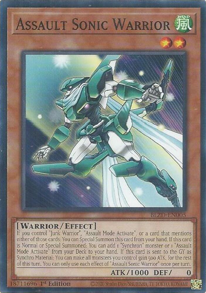 YuGiOh Blazing Dominion Assault Sonic Warrior BLZD-EN005 Common Near Mint 1st Edition