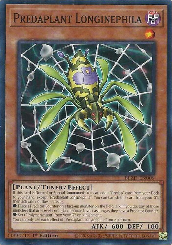 YuGiOh Blazing Dominion Predaplant Longinephila BLZD-EN009 Common Near Mint 1st Edition
