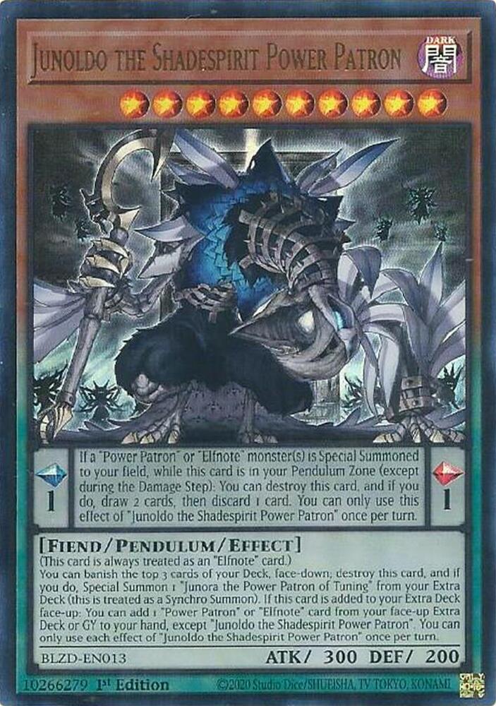YuGiOh Blazing Dominion Junoldo the Shadespirit Power Patron BLZD-EN013 Ultra Rare Near Mint 1st Edition