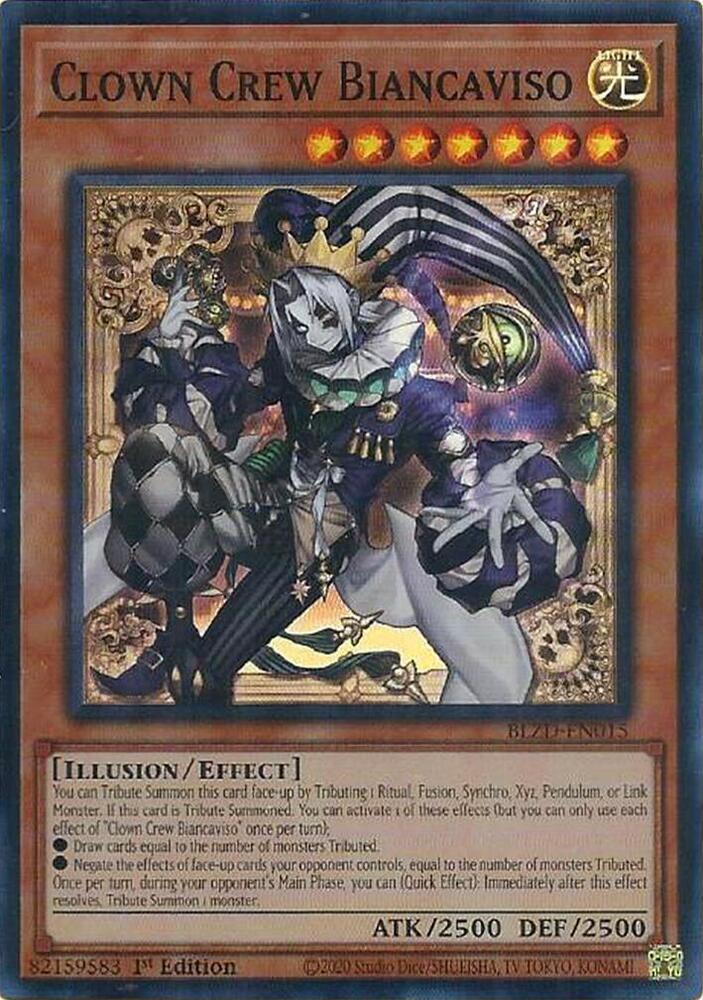 YuGiOh Blazing Dominion Clown Crew Biancaviso BLZD-EN015 Super Rare Near Mint 1st Edition