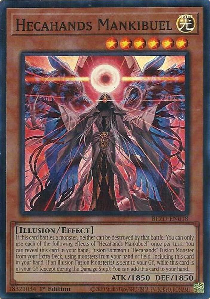 YuGiOh Blazing Dominion Hecahands Mankibuel BLZD-EN018 Super Rare Near Mint 1st Edition